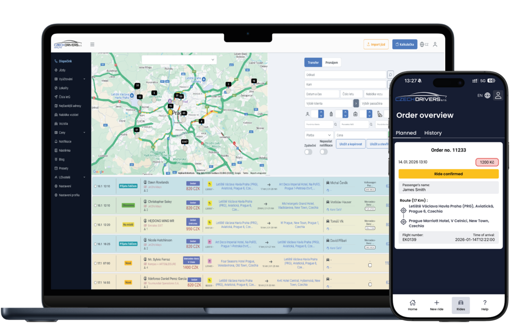 Czech Drivers Prague Taxi Limousine Admin System